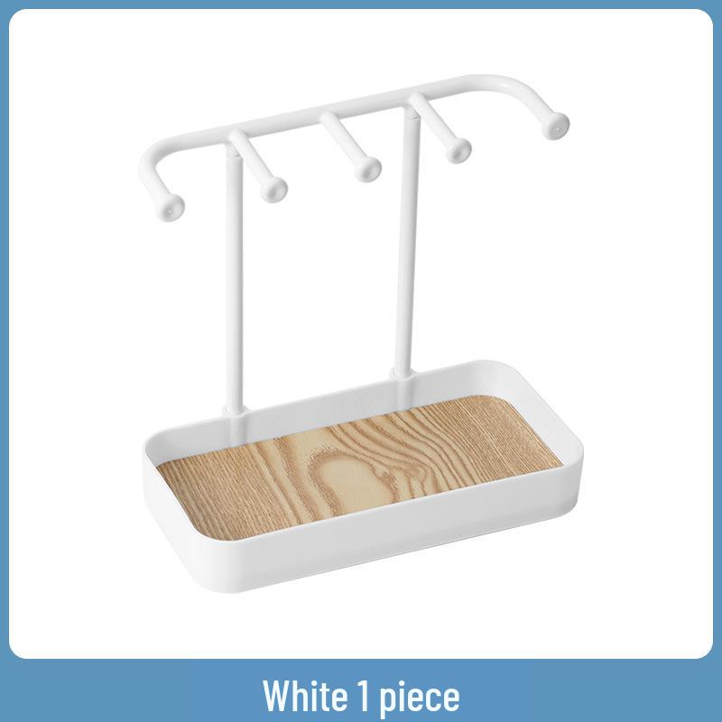 White Multifunctional Jewelry Organizer: Necklace Stand, Ring Box, Earring Holder for Dressing Table