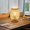 Bamboo Woven Hollow Art Table Lamp Japanese Tatami Bedside Light Warm Ambient Lamp for Homestay Hotel Decor Natural Bamboo Color Medium