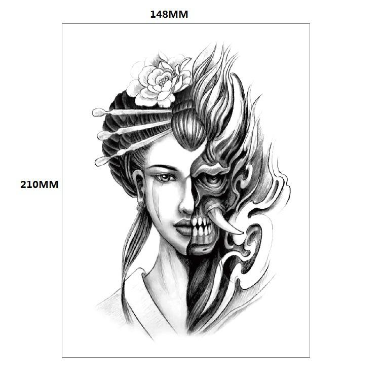 Traditionelle schöne Frau Charakter Tränen Geisha Farbe Wasser Transfer Blume Arm Anti-Real Tattoo Aufkleber Tattoo