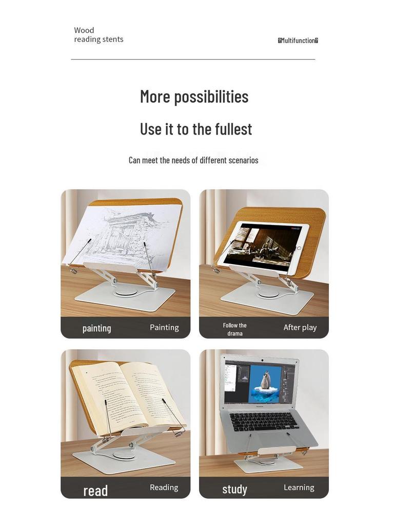 Acrylic Rotating Reading Stand: Multifunctional Book, Tablet, and Laptop Holder with Page Turner for Children