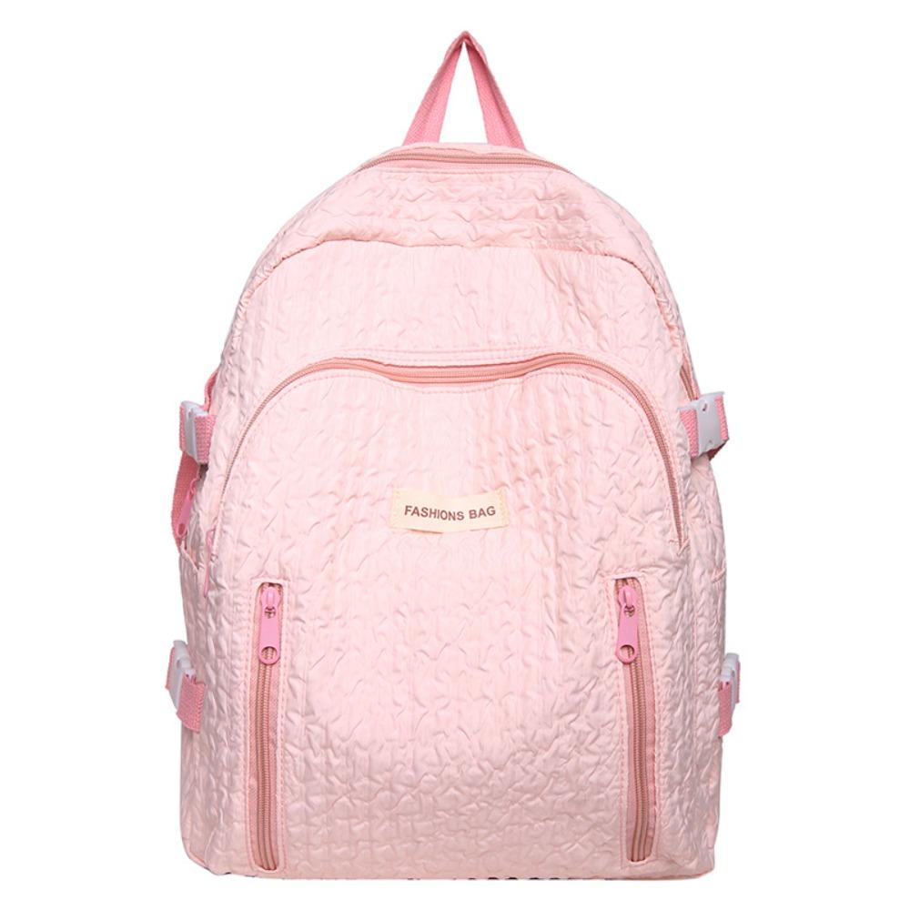 

Simple Students School Bag Solid Color College Backpack Large Capacity Backpack Men Women