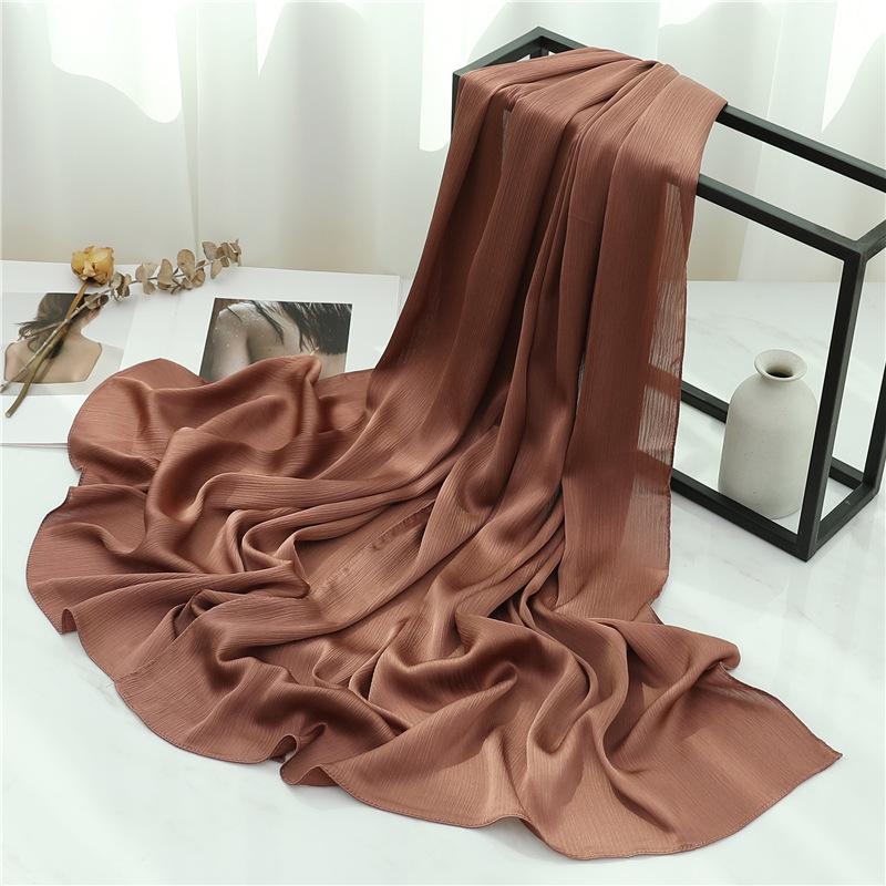 Headscarf Solid color silk scarf Basic versatile scarf Women's smooth crepe travel scarf Xizang travel shawl