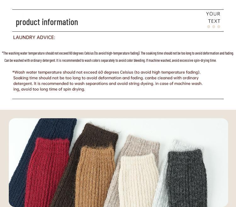 Thick Knit Korean-Style Mid-Calf Scrunch Socks - Warm, Solid Color, Chunky Ribbed Leg Warmers