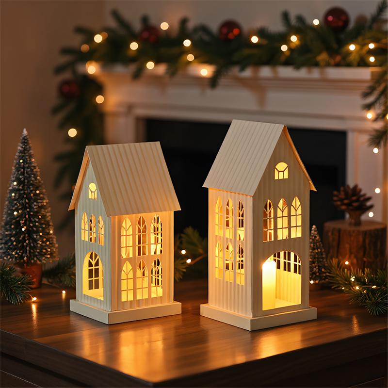 1PC Black White Home Candlestickers Halloween Metal Christmas House Shape Candle Holder Weddings With Gothic Windows Outdoor