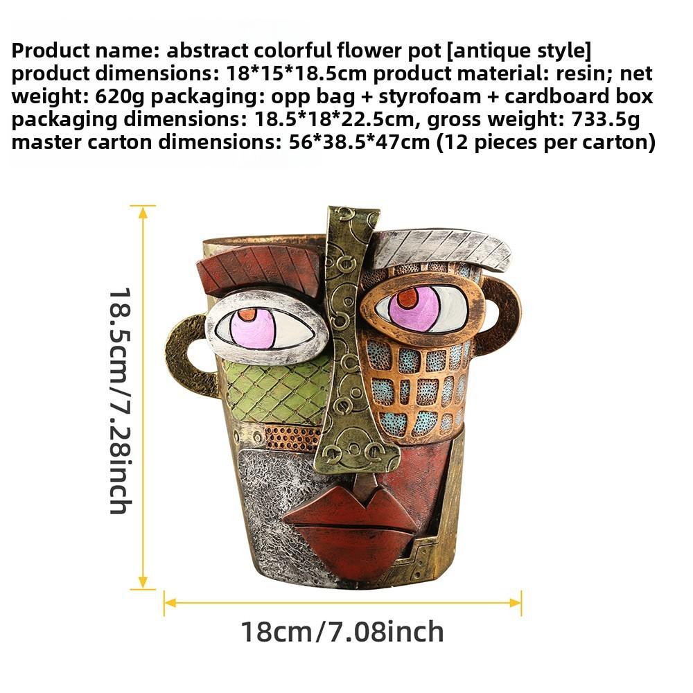 Picasso Abstract Woman Face Pot With Durable Resin For Garden And Home Decor