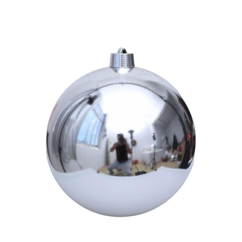Oversized Silver Reflective Christmas Decors Ball Portable Plastic Hanging Ornament For Christmas And Parties