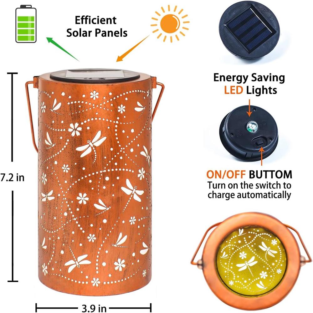 Butterfly Solar Lanterns Outdoor Waterproof Hanging Lights, Metal Decorative LED Solar Light for Yard Patio Porch Balcony Decor