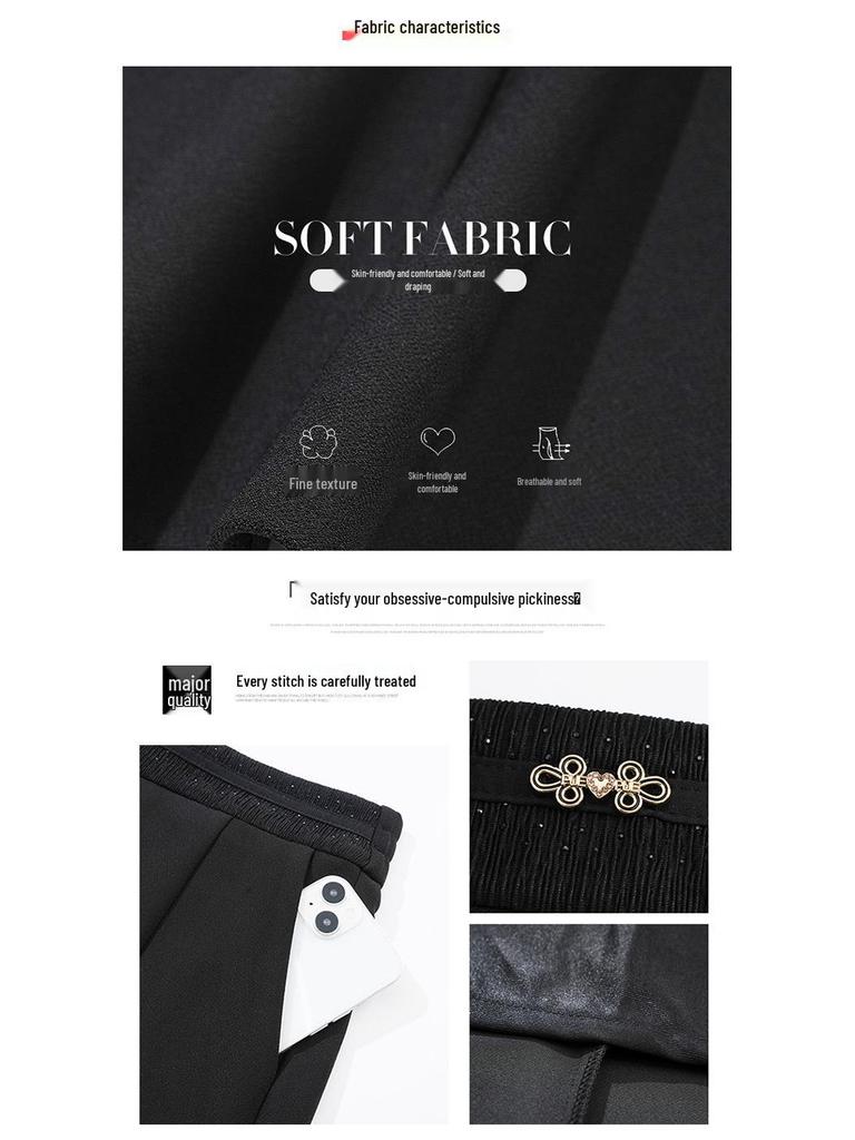 Elegant Black Mid-Length Fishtail Skirt - Autumn/Winter, Elastic High Waist, Plus Size Women's Clothing