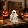 Resin Ghost Decor White Color Halloween Ornament Cute Style Cute Ghost Figurine  Indoor Use