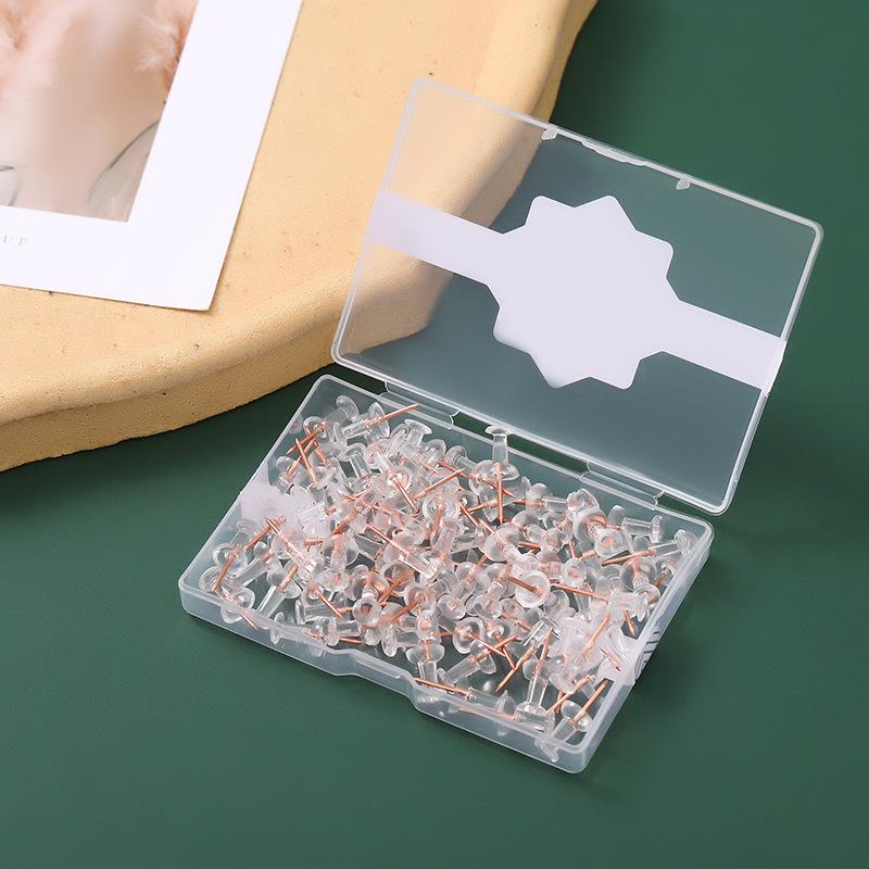 Transparent Rose Gold I-Shaped Push Pins: Decorative Cork Nails with Gold Finish