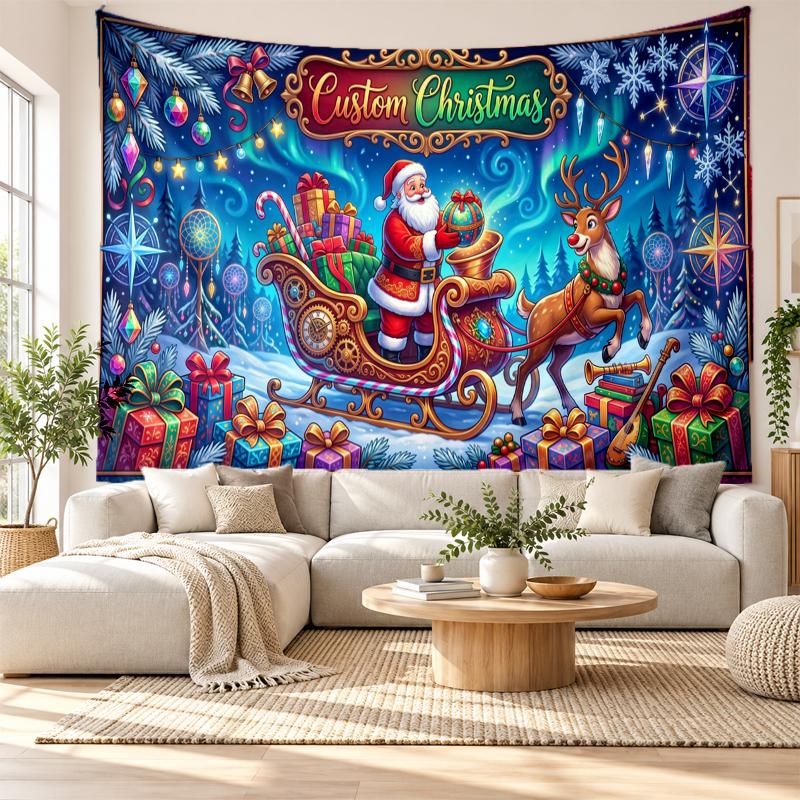 Christmas Printed Tapestry Wall Hanging For Bedroom Living Room Wall Decor Holiday Gift