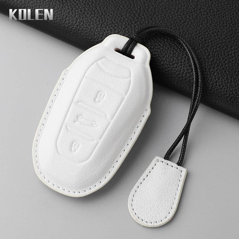 Genuine Genuine Leather Auto Key Fob Cover Case Fit For Peugeot 2008 3008 4008 5008 308 408 508 Citroen C1 C2 C4 C6 C3-Xr Picasso Grand Ds3 Ds5