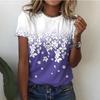 Summer Round Neck 3D Flower Print Top Fashionable Casual Short Sleeved Women's T-shirts
