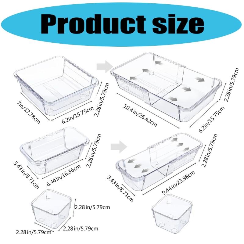 Expandable Drawer Storage Organizers Compartments Sturdy Waterproof ABS Plastic Tray For Utensils Accessories