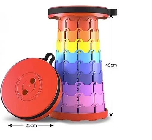 Portable Telescopic Stool Collapsible Retractable Folding Chair Lightweight Plastic Folding Chair Space Saving Furniture Stools красный