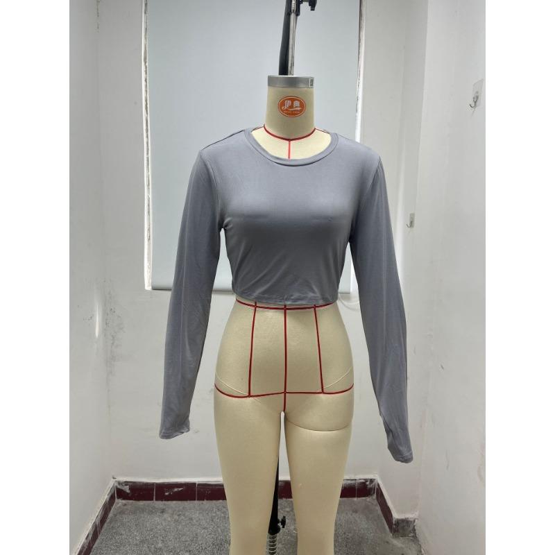 Autumn and Winter Women's Slim Dew Neck Spice Girls Dress Round Neck Ultra Short Long Sleeve Bottom Shirt