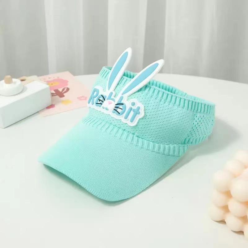 Children'S Knitted Empty Top Hat Summer Sun Hat Cute Rabbit Ears Letter Wings Cool Hat Parent-Child Show Ponytail