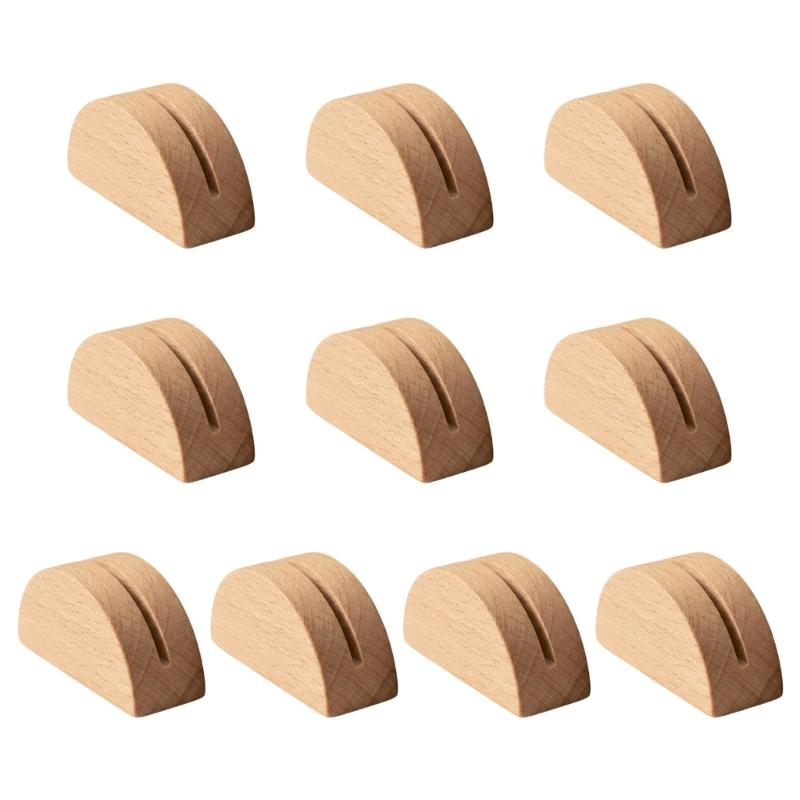 10Pcs Wooden Table Number Stands Decorative Semicircle Wood Note Memo Photo Holder For Postcard Picture Note Memo Sheet Display