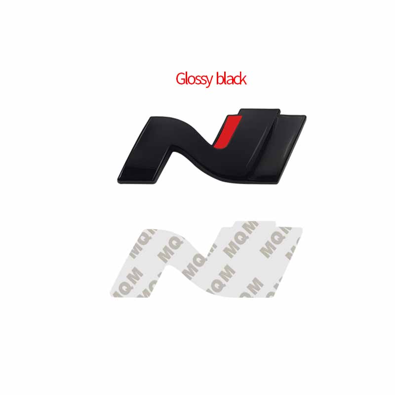 Wdjnt5 Glänzend Schwarz Metall N Kühlergrill Emblem Heckklappe Karosserie Abzeichen Aufkleber Für Hyundai N LINE Veloster Kona Elantra i30 i20 Tucson Sonata