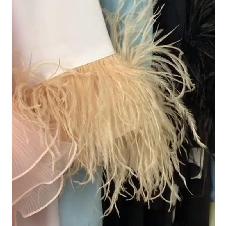 FeatherHigh Quality Ostrich Feather Trim Fringe Natural Ostrich Feather Ribbon Trimming for Party Dress Sewing Wedding Accessories 1 M