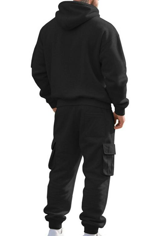 Men's 2025 Autumn/Winter Casual Multi-Pocket Half-Zip Hoodie and Sweatpants Set