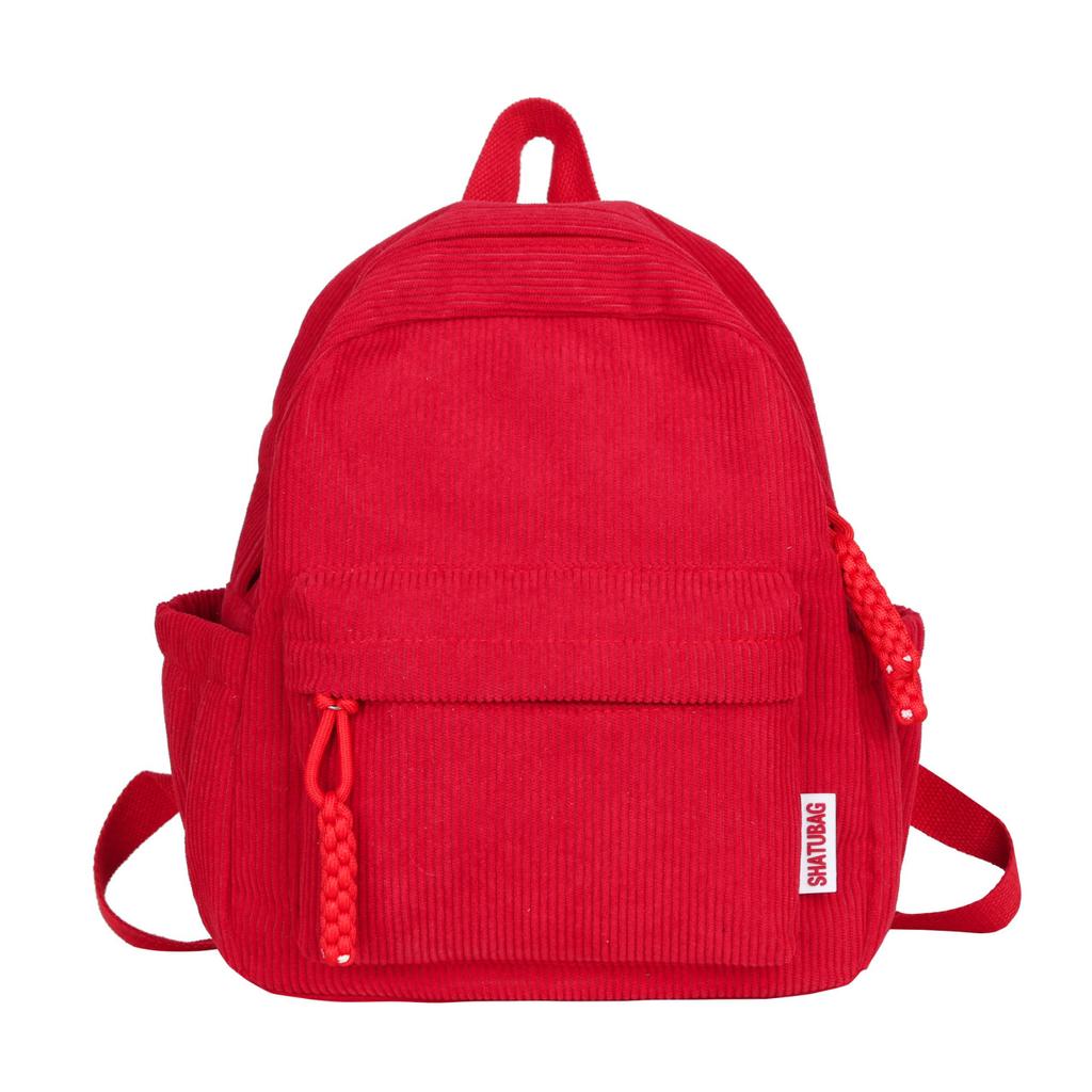 Schoolbag Corduroy Small Backpack Women's Fashion Spring New Japanese Ins Simple Versatile Travel Shopping Soft Girl Backpack