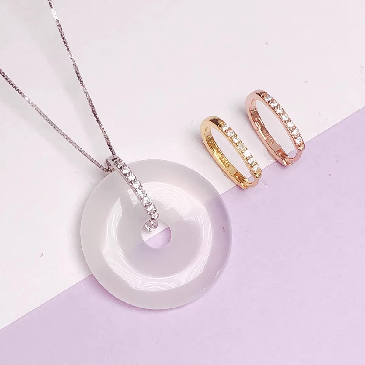 

Позолоченное 18-каратным золотом стерлинговое серебро, женское ожерелье-клип с подвеской из нефрита - защитного камня Thin Platinum