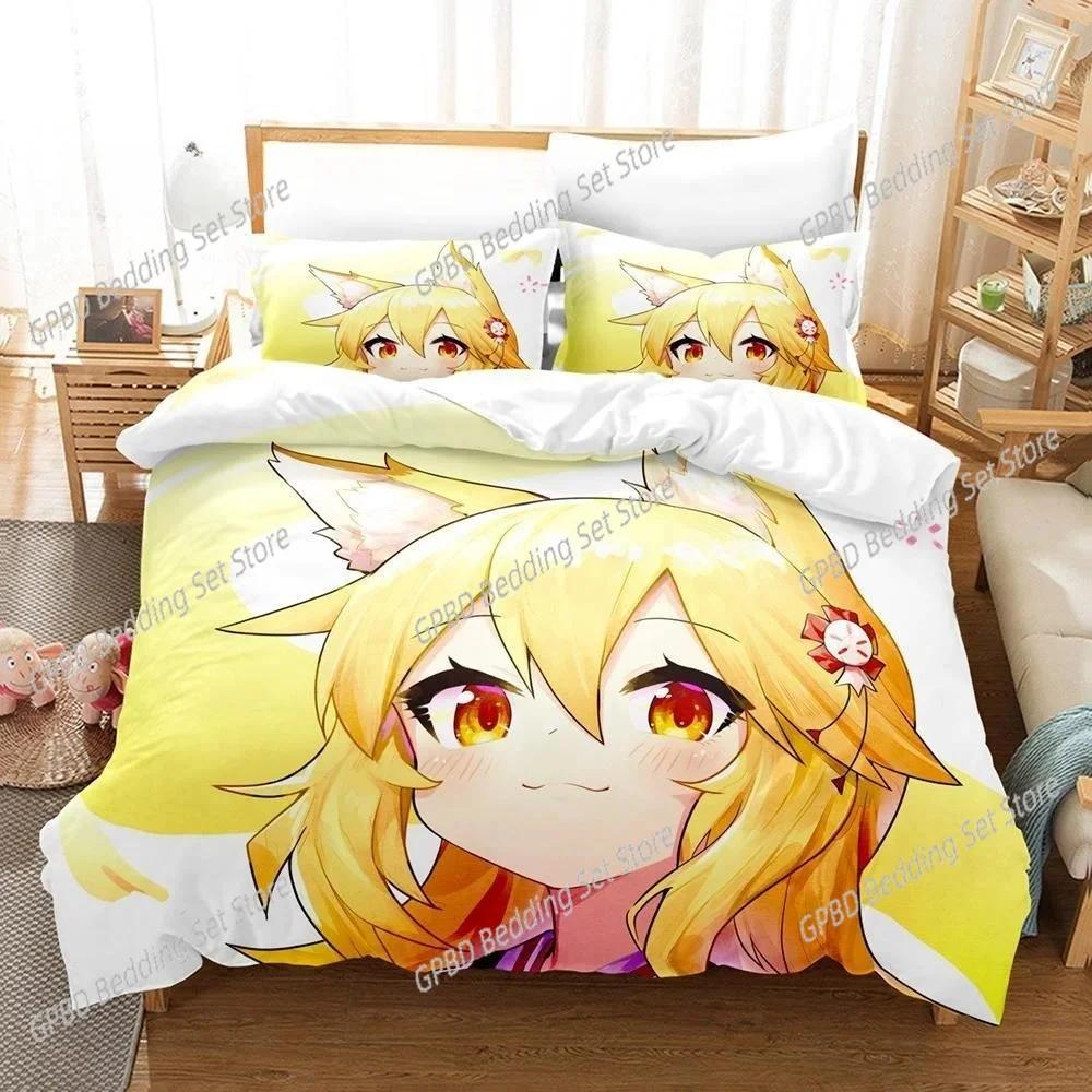 Anime The Helpful Fox Senko San Beding Set 3D Printed Suitable for Bedrom Soft Duvet Cover Set With Pilowcases Children Kids Home Textile