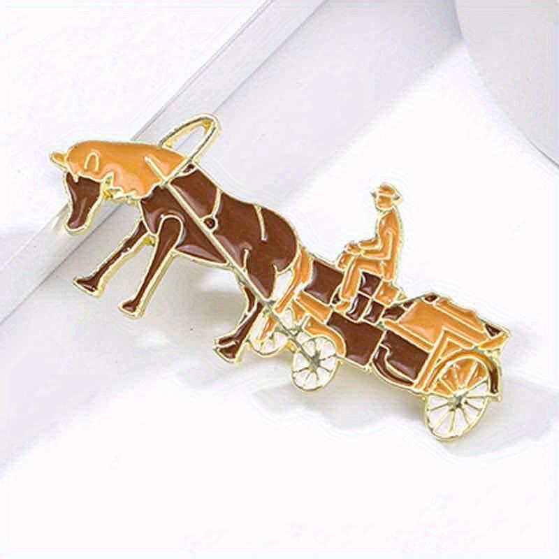 Nostalgic Carriage Puller Brooch Cartoon Carriage Driver Badge Pin Button