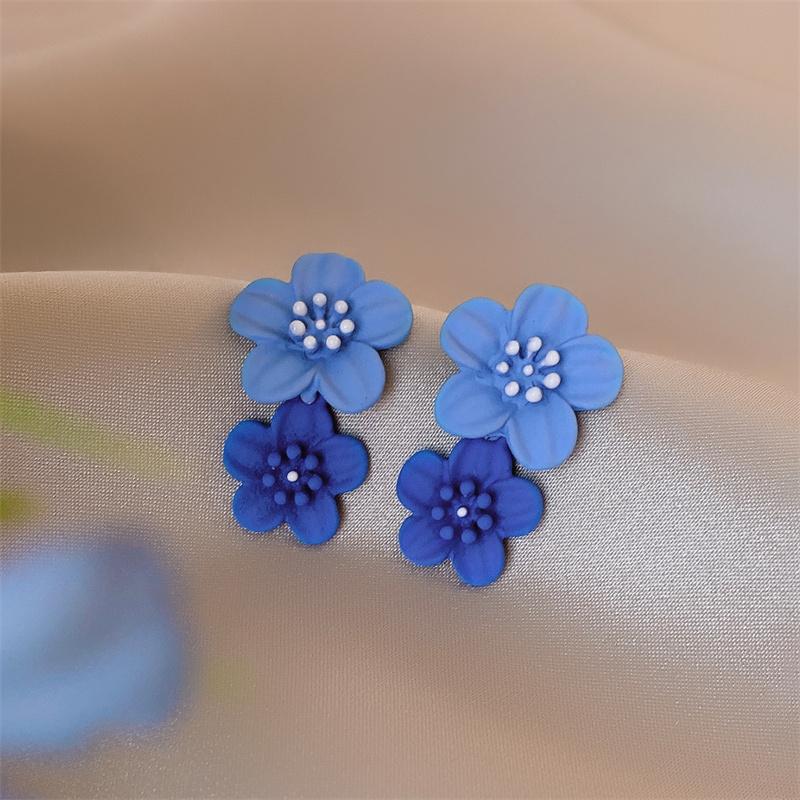 New Blue Color Geometric Earrings for Women Bohemian Flower Butterfly Pendants Female Dangle Earrings 2024 aretes de mujer