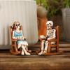 2pcs lounge chairs for coffee, skeleton couple, Halloween home decoration ornaments, Gothic outdoor garden decoration bonsai sta