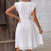 Abito Midi Estivo da Donna Scollo a V Maniche con Volant Lunghezza al Ginocchio Elegante Vita Elastica Abito a Linea ad A
