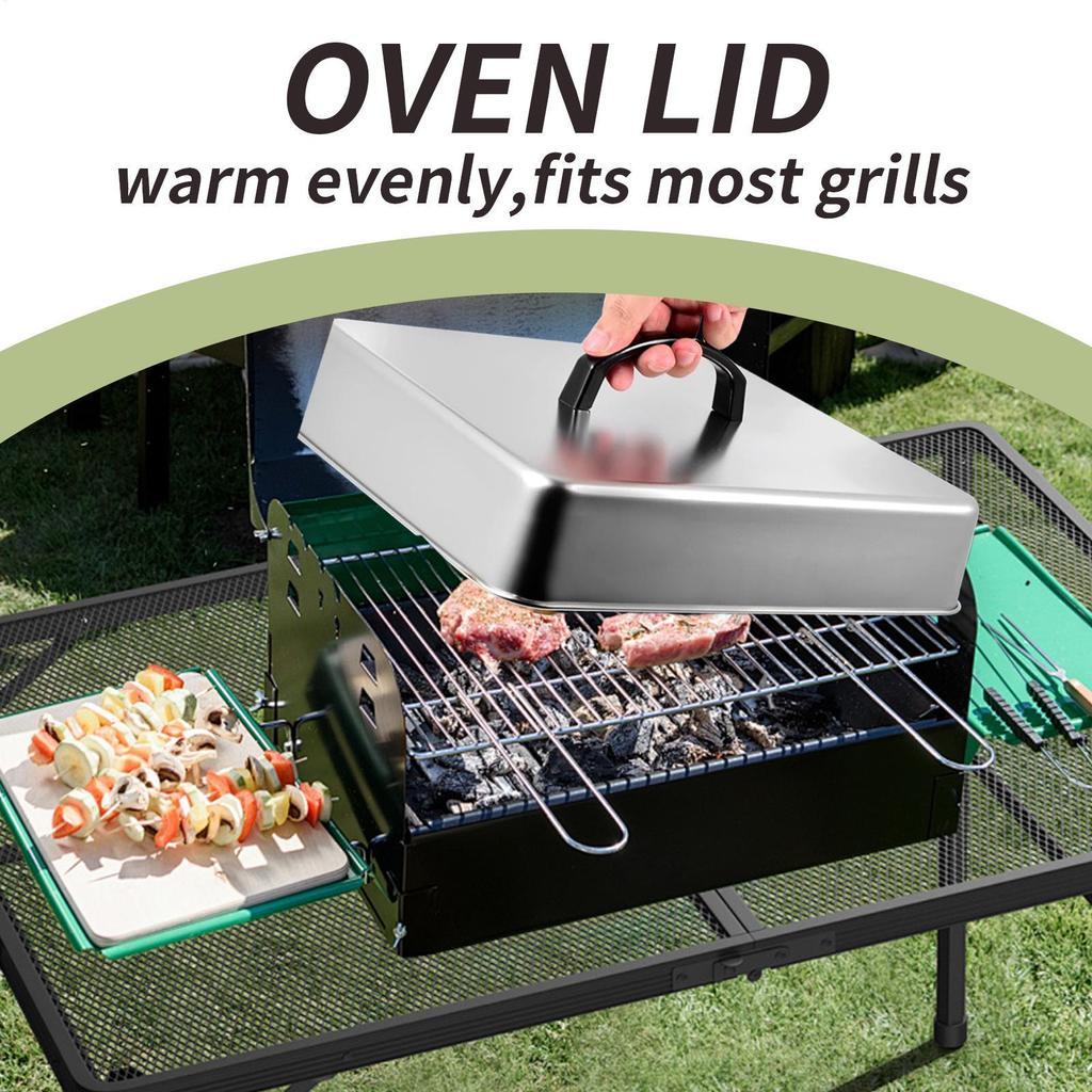 Stainless Steel Frying Pan Covers Barbecue Burgers Sandwiches Steak Pot Lids Rectangular Grill Basting Cover Cheese Melting Dome
