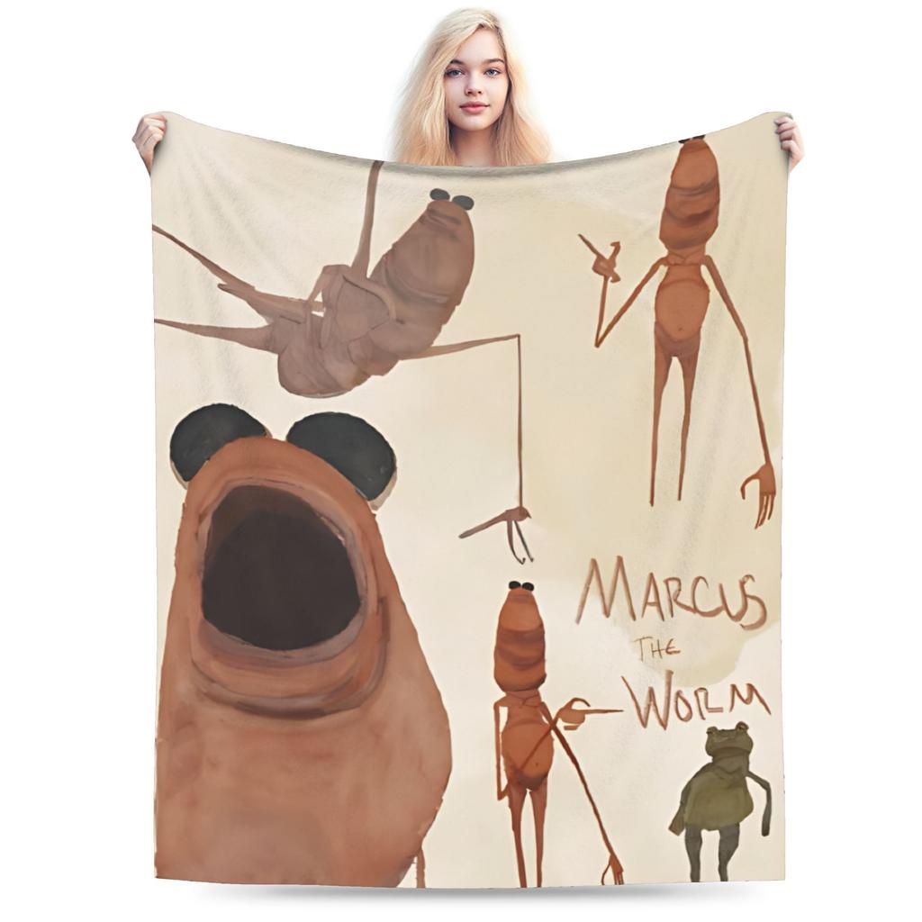 Marcus The Worm Meme Blanket Fleece Decoration Robert Help Me Breathable Lightweight Thin Throw Blankets for Sofa Bedspread