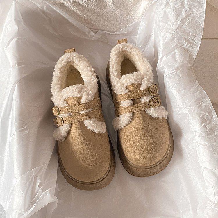 

Женские зимние теплые ботинки большого размера с мягкой подошвой и мехом, ботинки до щиколотки на одном стремени, с подкладкой, противоскользящие, для пеших прогулок, повседневные, спортивные, хлопковые ботинки 36