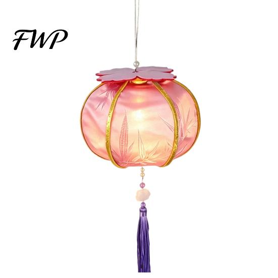 Hanfu Accessory Photo Prop Spring Festival Lantern DIY Material Kit, Light Up Handmade Persimmon Shaped Paper for Mid Autumn with Tassel Chinese