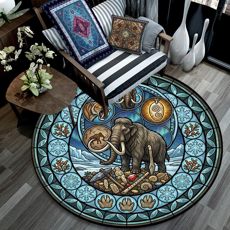 Bear Nature Harmony Round Area Rug Under Office Chairs Bedroom Living Room Home Decor
