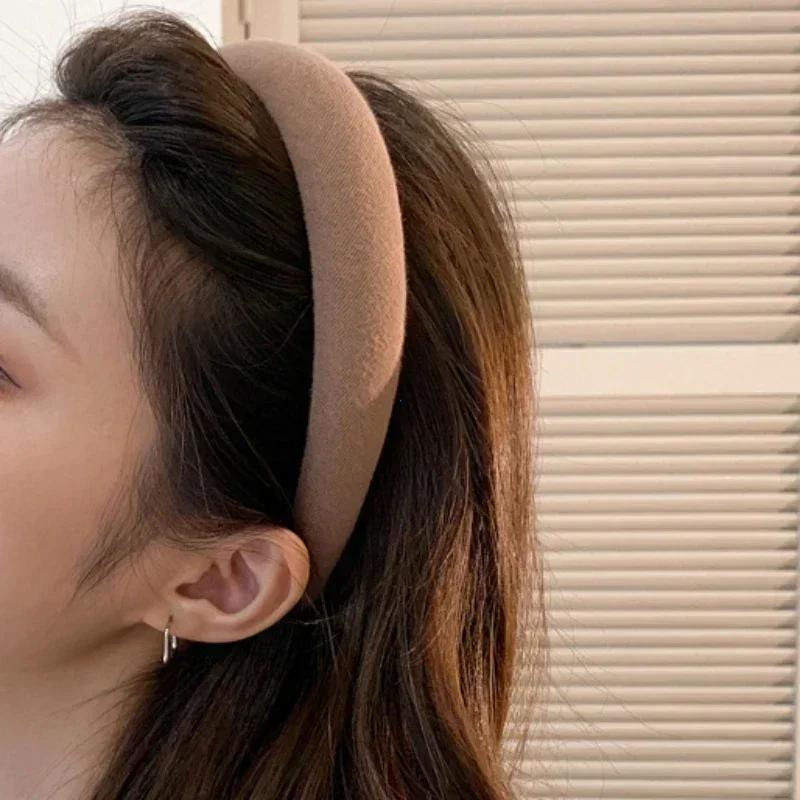Solid Wide Hair Bands Girls Vintage Elastic Hairbands Thicken Headband Hair Hoop Korean Hair Accessories for Women