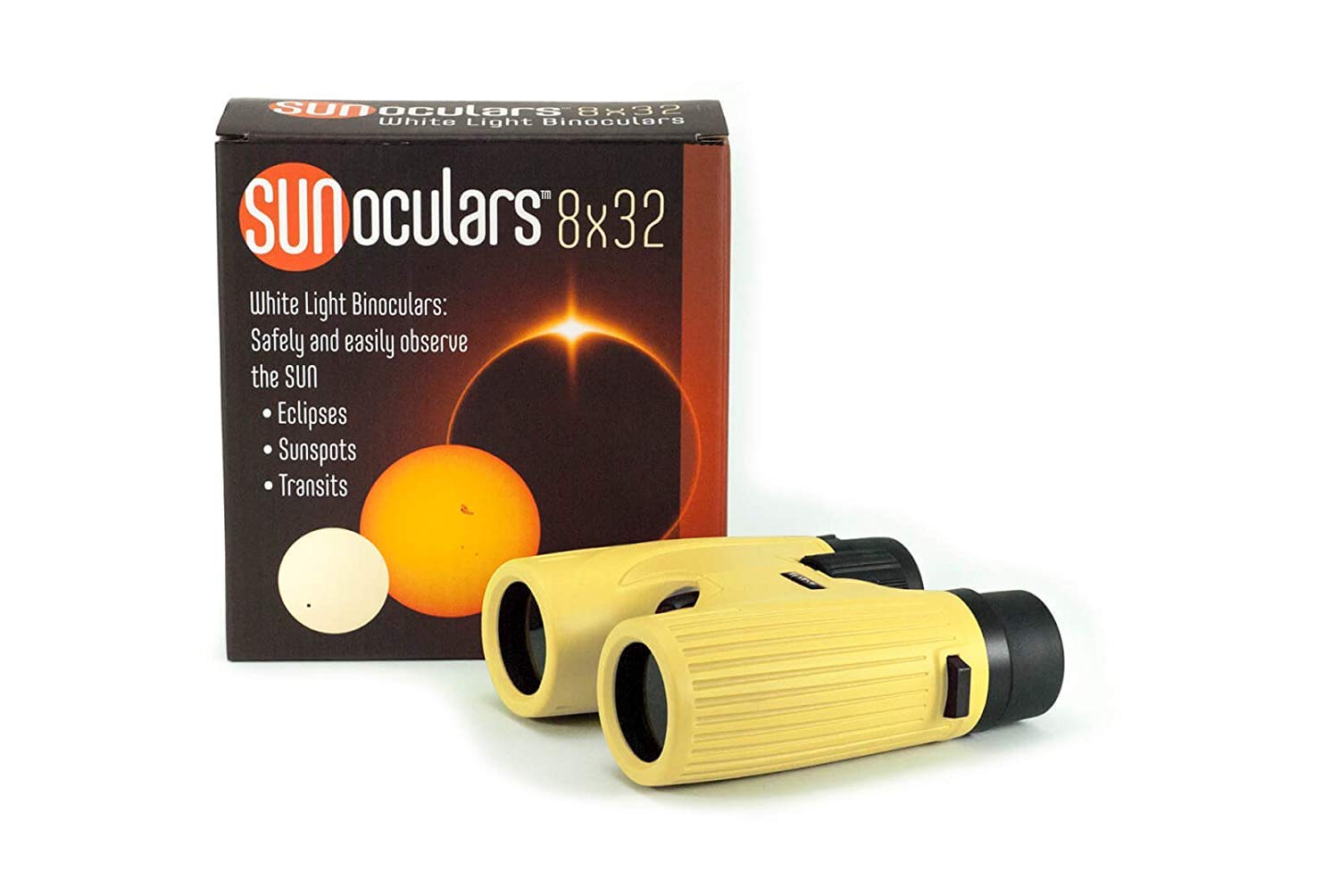 

LUNT SOLAR SYSTEMS Yellow 8x32 Magnification Compact Portable White Light Solar Binoculars for Teens Safe Solar Observing and Planetary Transits - жовтий