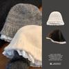 Women's Winter Lace Knit Bucket Hat with Fur