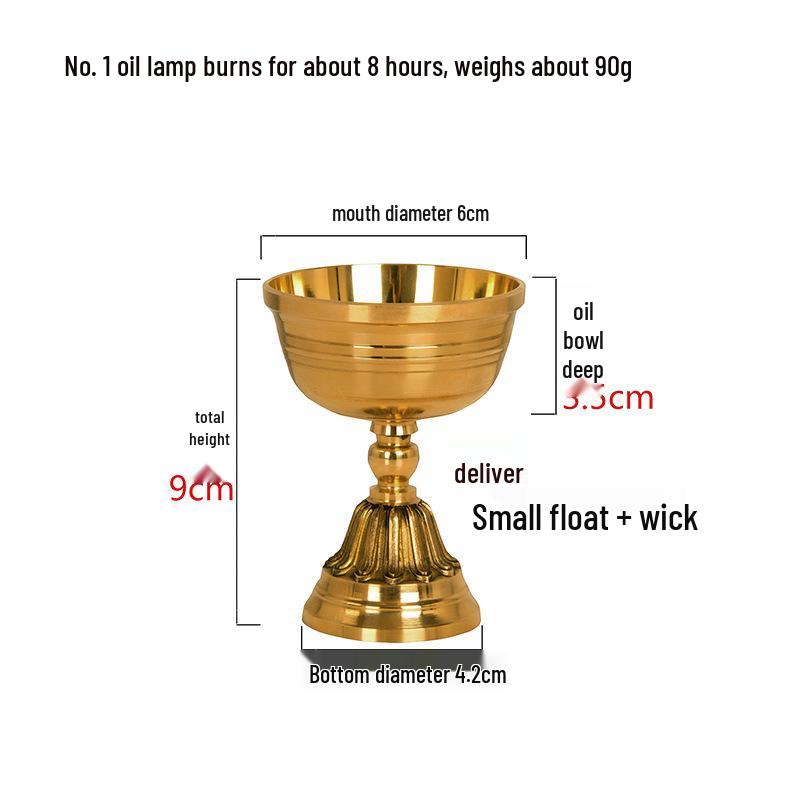 Su Gong Style Brass Ghee Lamp: Long-Burning Copper Offering for Buddha