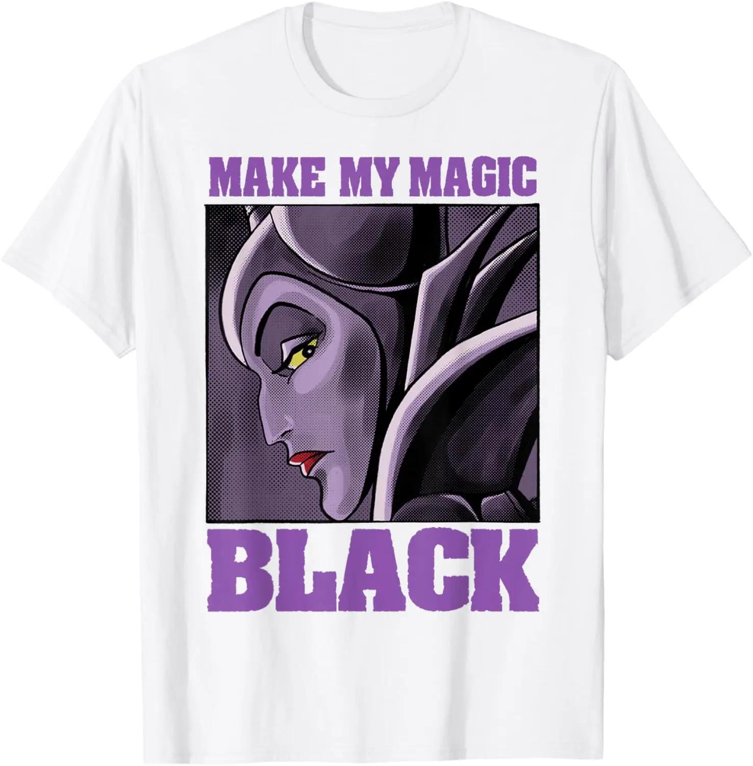 Hot Fashion Disney Villains Maleficent Make My Magic Black Portrait T-Shirt S-4XL Four Seasons Gift M