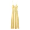 LYRIA Yellow Elegant Stain Women's Sling Dress Sexy Backless Sleeveless V Neck High Waist Evening Gown Summer Chic Lady Partywear 2025