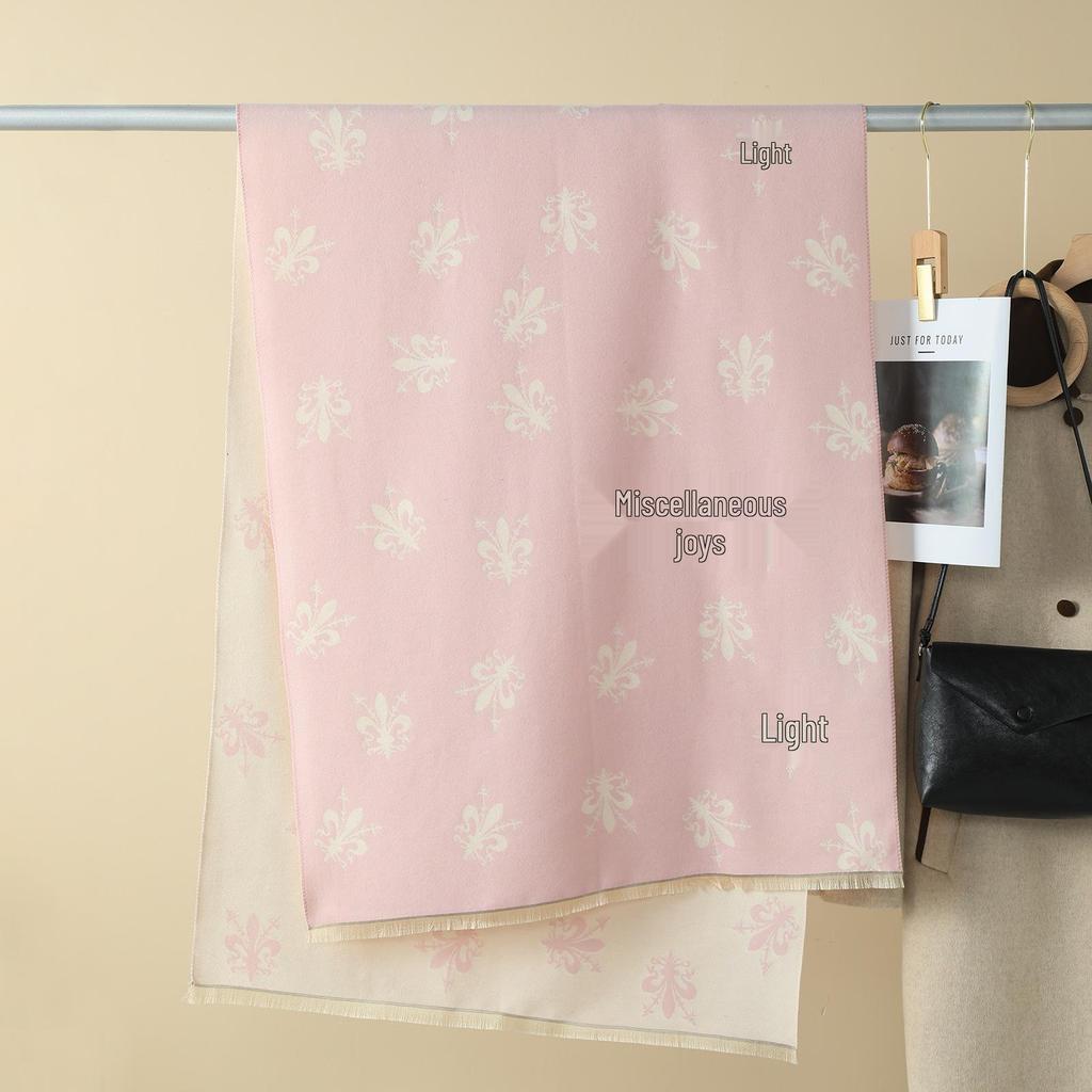 Double-Sided Women's Winter Ink Painting Snood: Imitation Cashmere Scarf for Air-Conditioned Rooms.