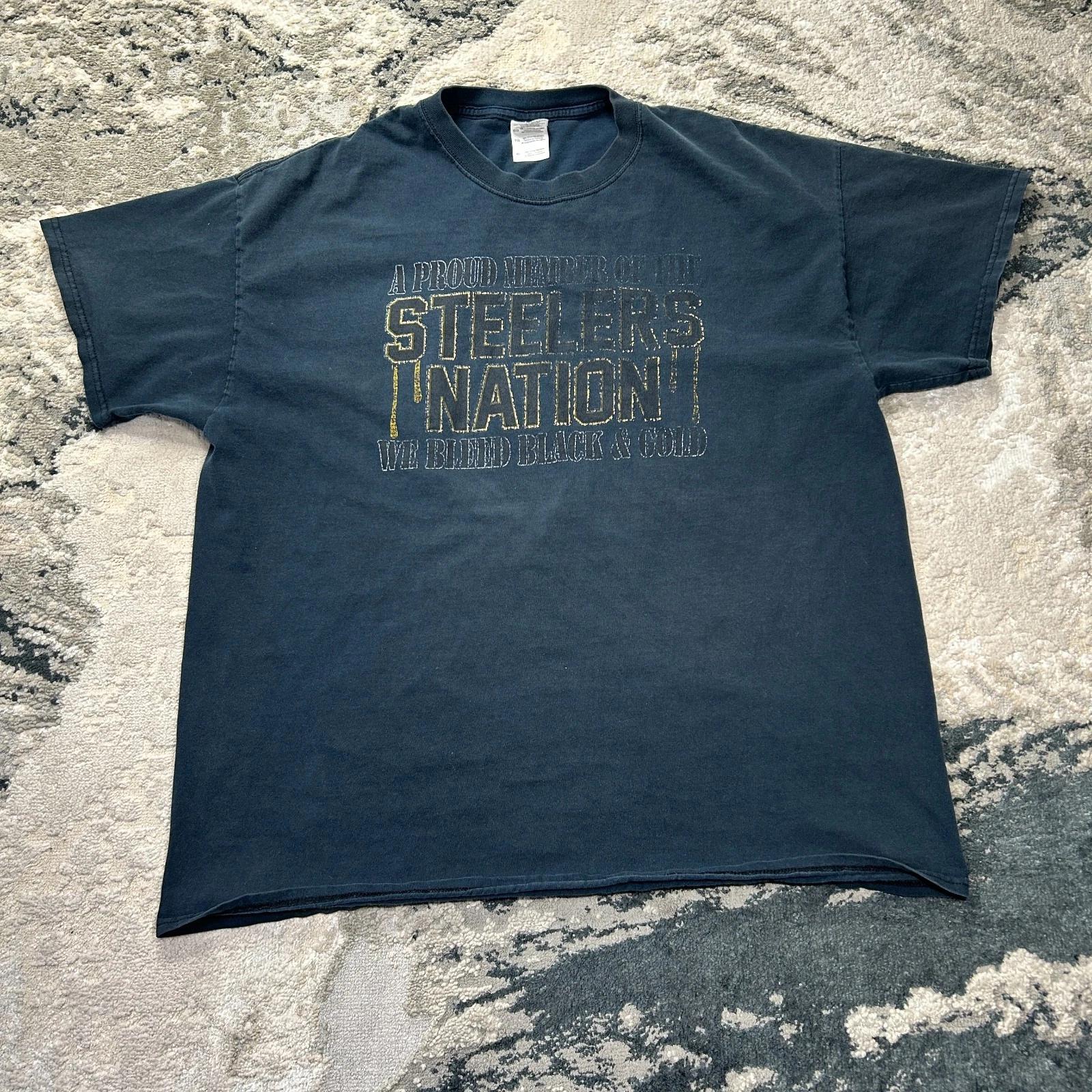 Gildan T Shirt Mens XL Navy Blue Steelers Nation Graphic Print Logo Ultra Cotton S