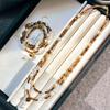 High-End Retro Maillard Natural Tiger'S Eye Stone White Crystal Artificial Crystal Pearl Design Sweater Chain Item