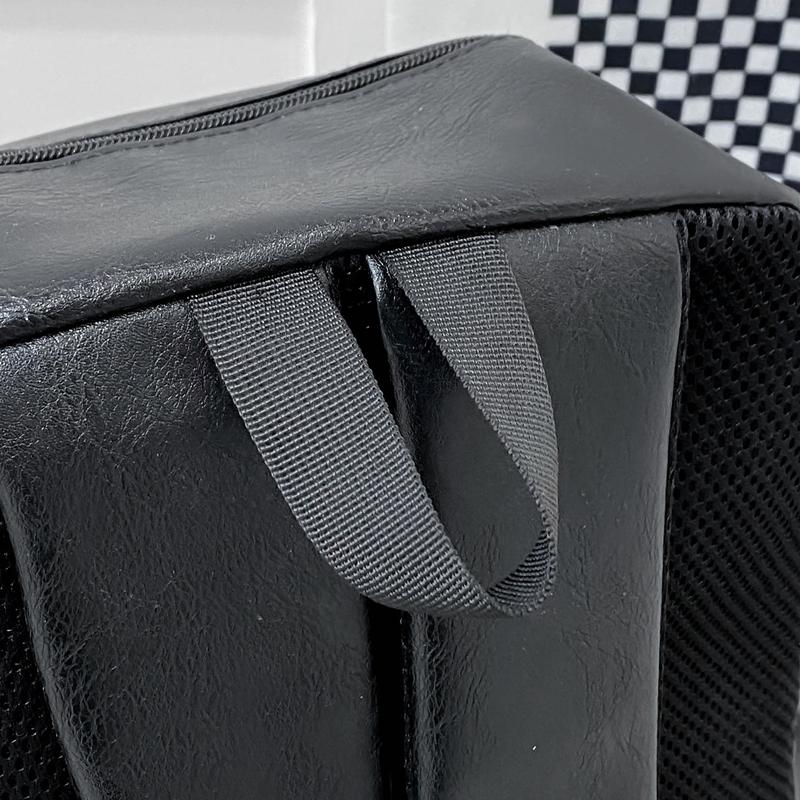 Sac d'ordinateur d'affaires en cuir PU souple Sac à dos de voyage pour hommes Grande capacité Sac à dos étudiant