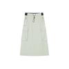 Color Block Mid Waist Straight Casual Long Skirt Women Skirts Mushroom-Gray 162428208-1