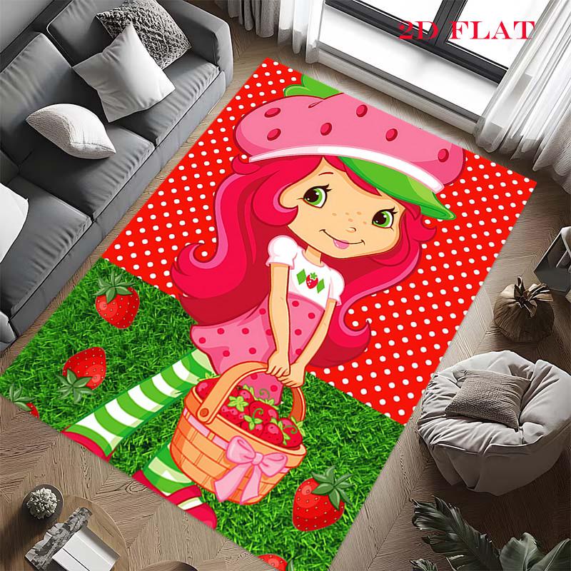 Strawberry Shortcake  Carpet Rug for Living Room Bedroom Home Sofa Decoration,Kids Play Nonslip Floor Mat