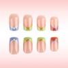 Kurze, quadratische Aufdrücknägel, künstliche Nägel, glänzende Acrylnägel, zum Aufkleben für Damen, 24 Stück